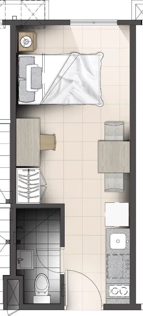 Studio 21.3-26.5 unit floor plan at The Residences Torre Lorenzo Malate