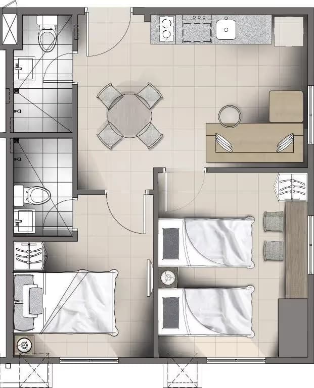 1 Bedroom 37.5 unit floor plan at The Residences Torre Lorenzo Malate