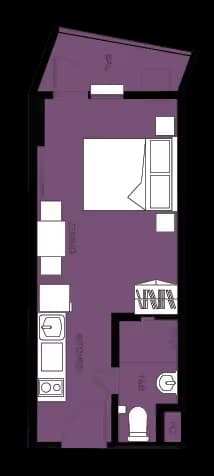 Studio unit floor plan at Crown Residences at Tierra Davao