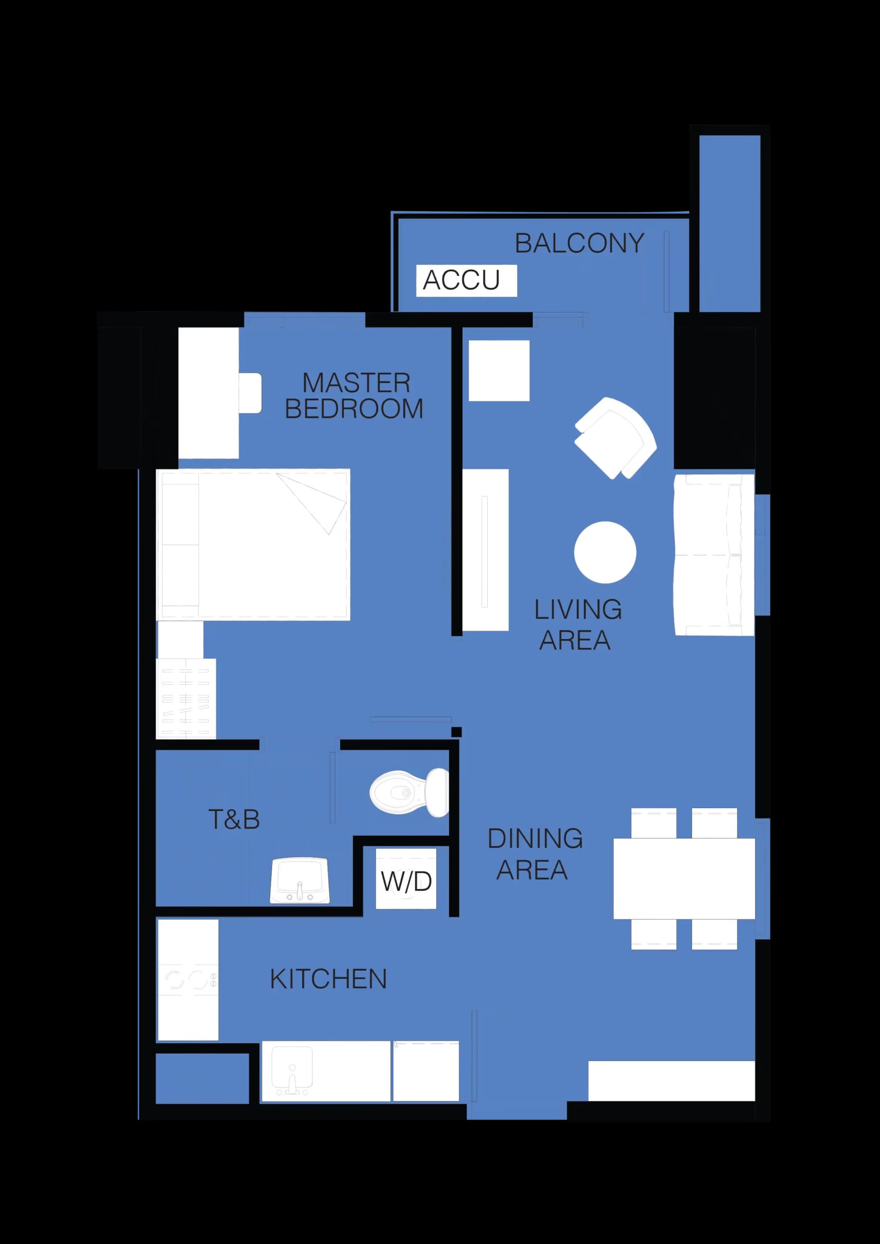 1 Bedroom 52.2 unit floor plan at Torre Lorenzo Loyola West Tower