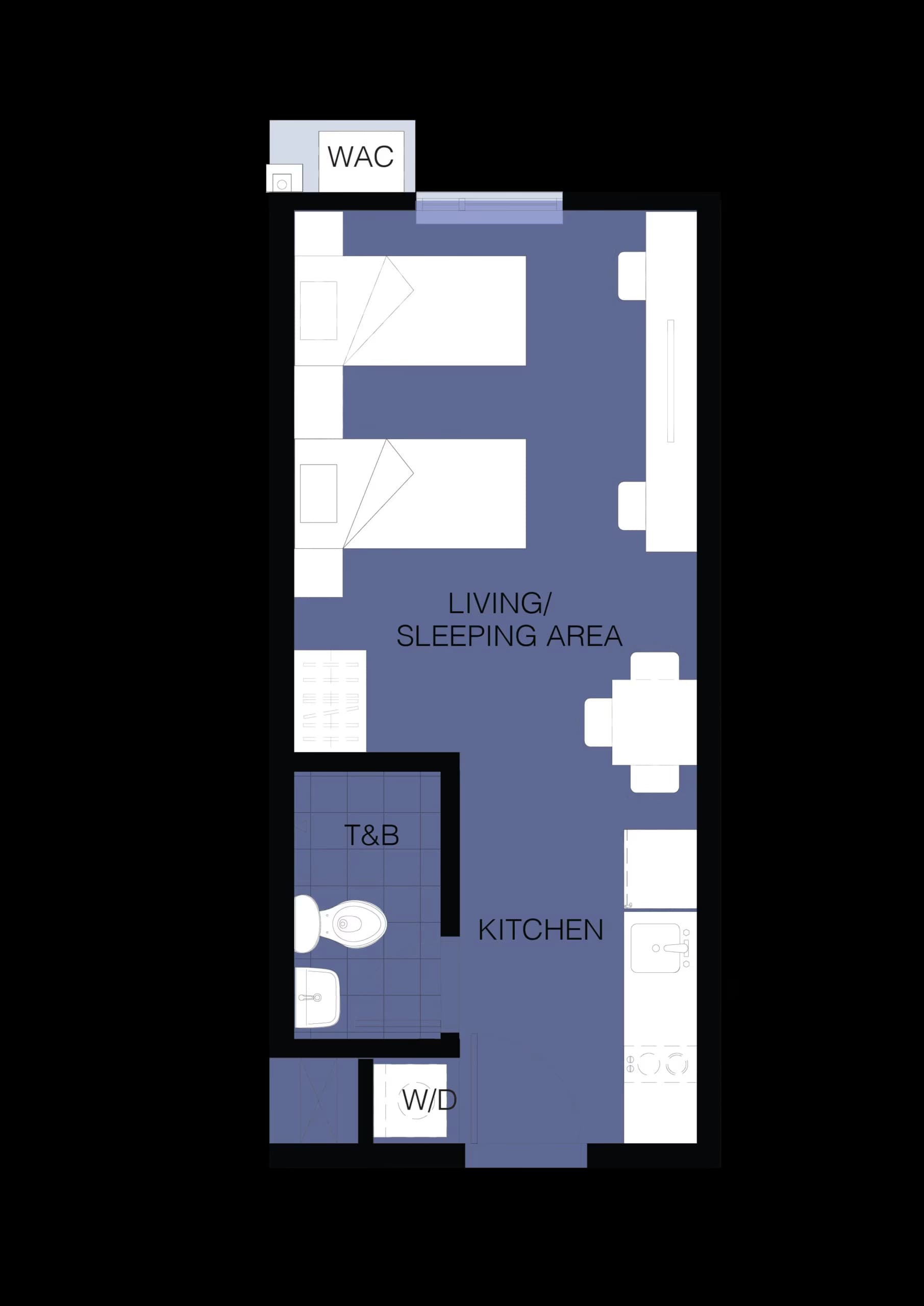 Studio 23.6 unit floor plan at Torre Lorenzo Loyola West Tower
