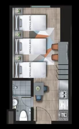 Studio a unit floor plan at Torre Lorenzo Loyola East Tower