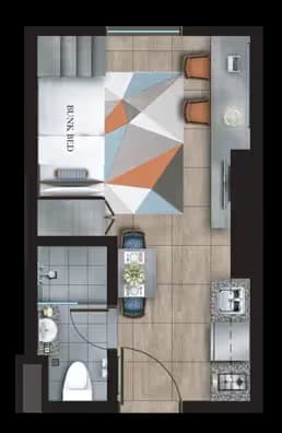 Studio b unit floor plan at Torre Lorenzo Loyola East Tower