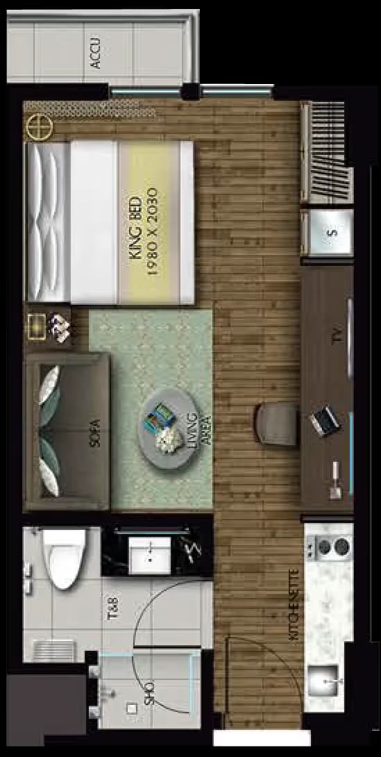 Studio Unit unit floor plan at Dusit Thani Residence Davao