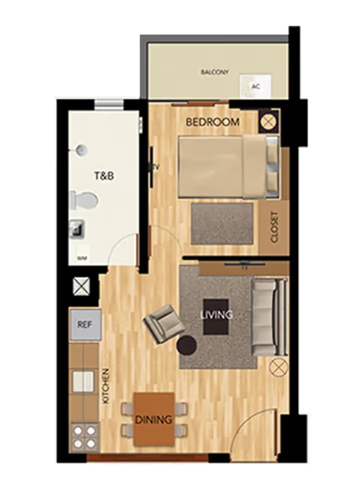 1-Bedroom unit floor plan at Adria at Tierra Lorenzo Lipa