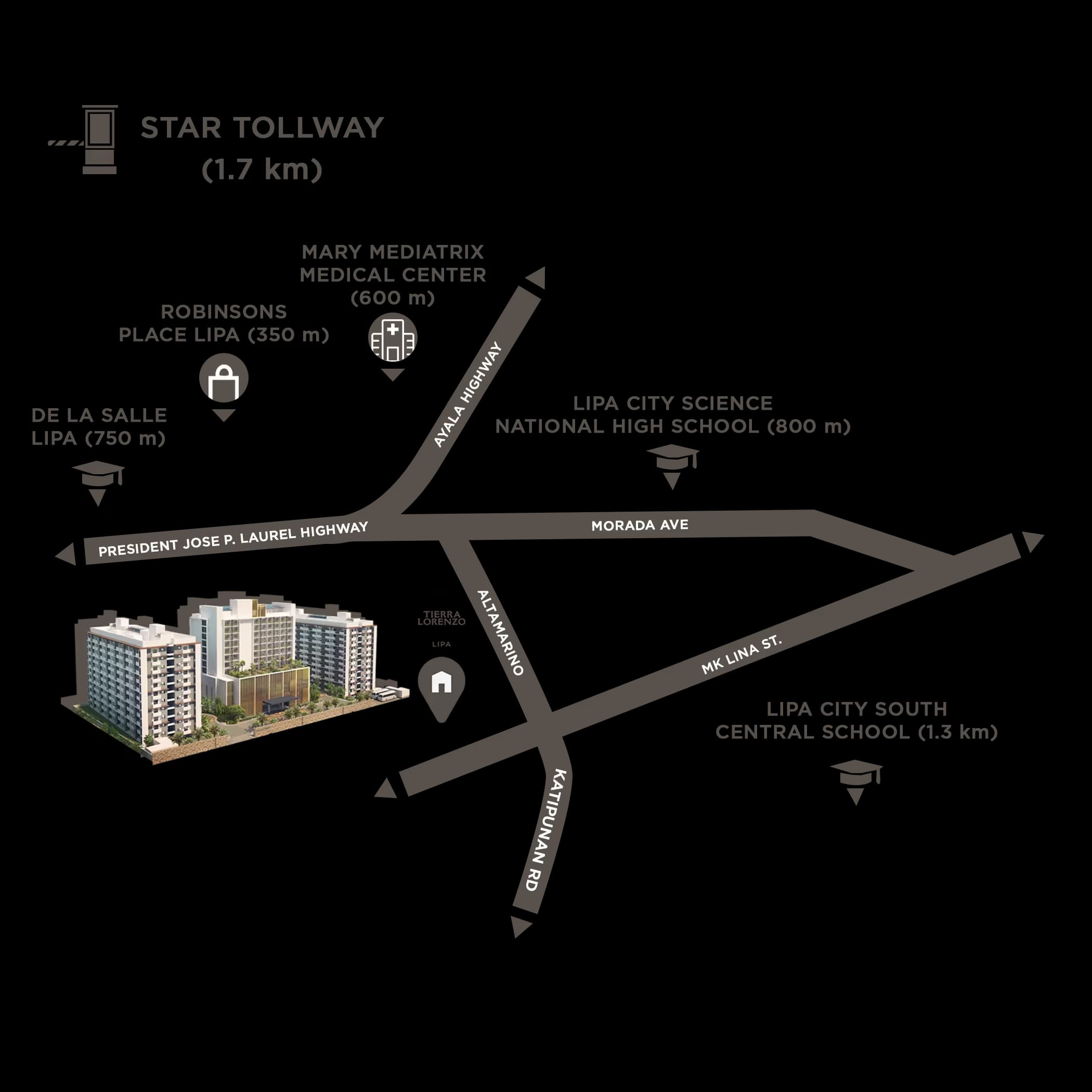 Adria at Tierra Lorenzo Lipa location map