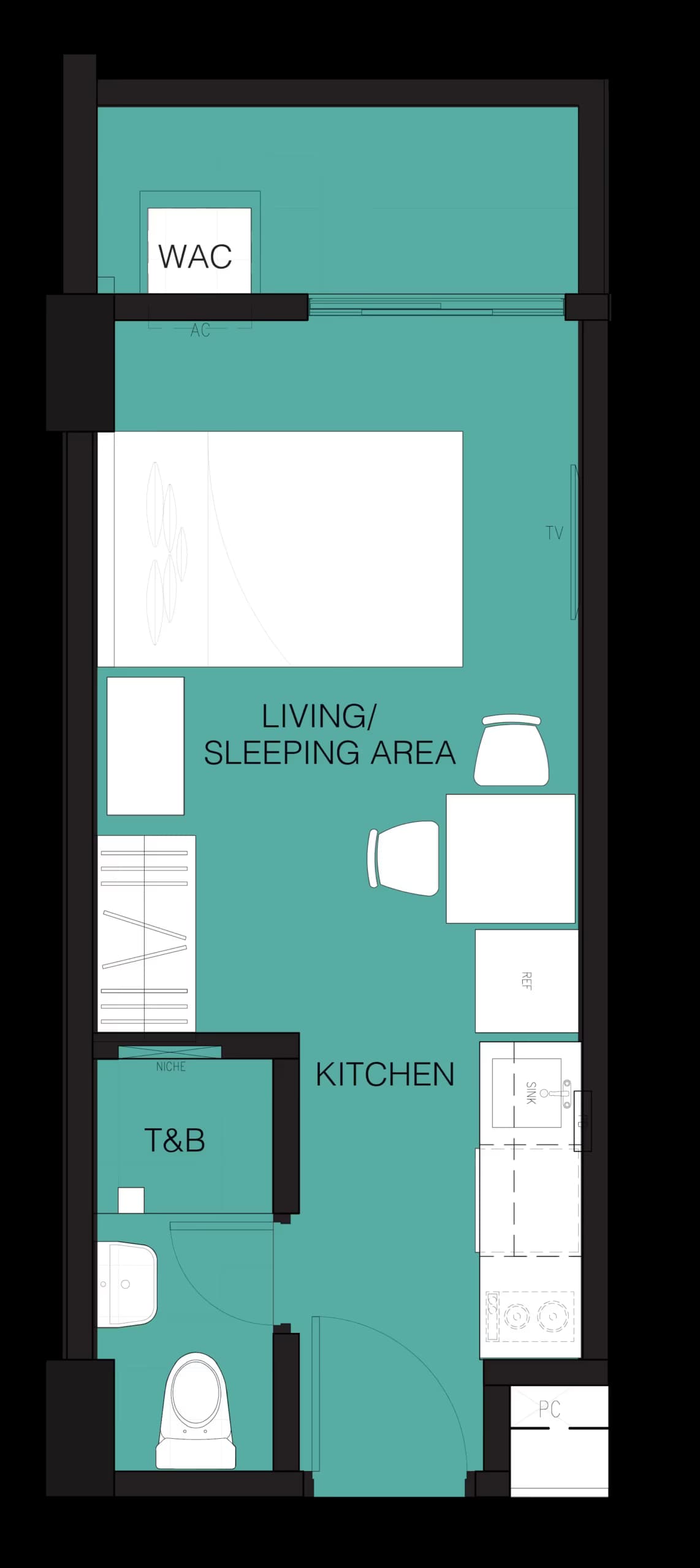 Studio A unit floor plan at Merano at Tierra Lorenzo Lipa