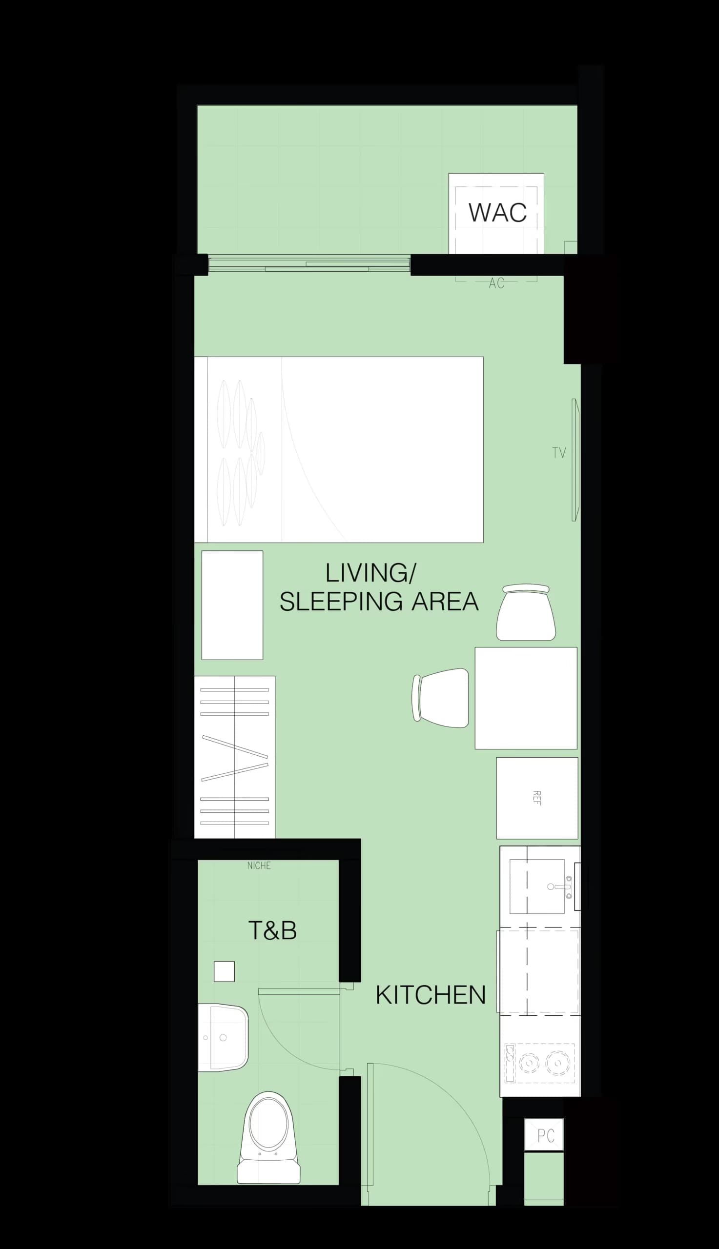 Studio C unit floor plan at Merano at Tierra Lorenzo Lipa