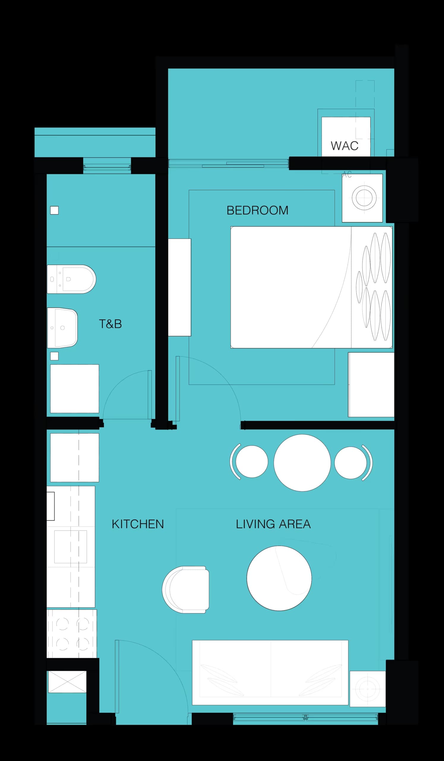 1-Bedroom unit floor plan at Merano at Tierra Lorenzo Lipa