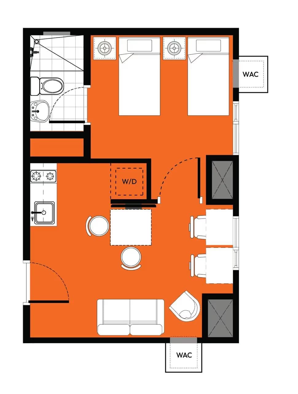 1 Bedroom unit floor plan at Vertica Torre Lorenzo