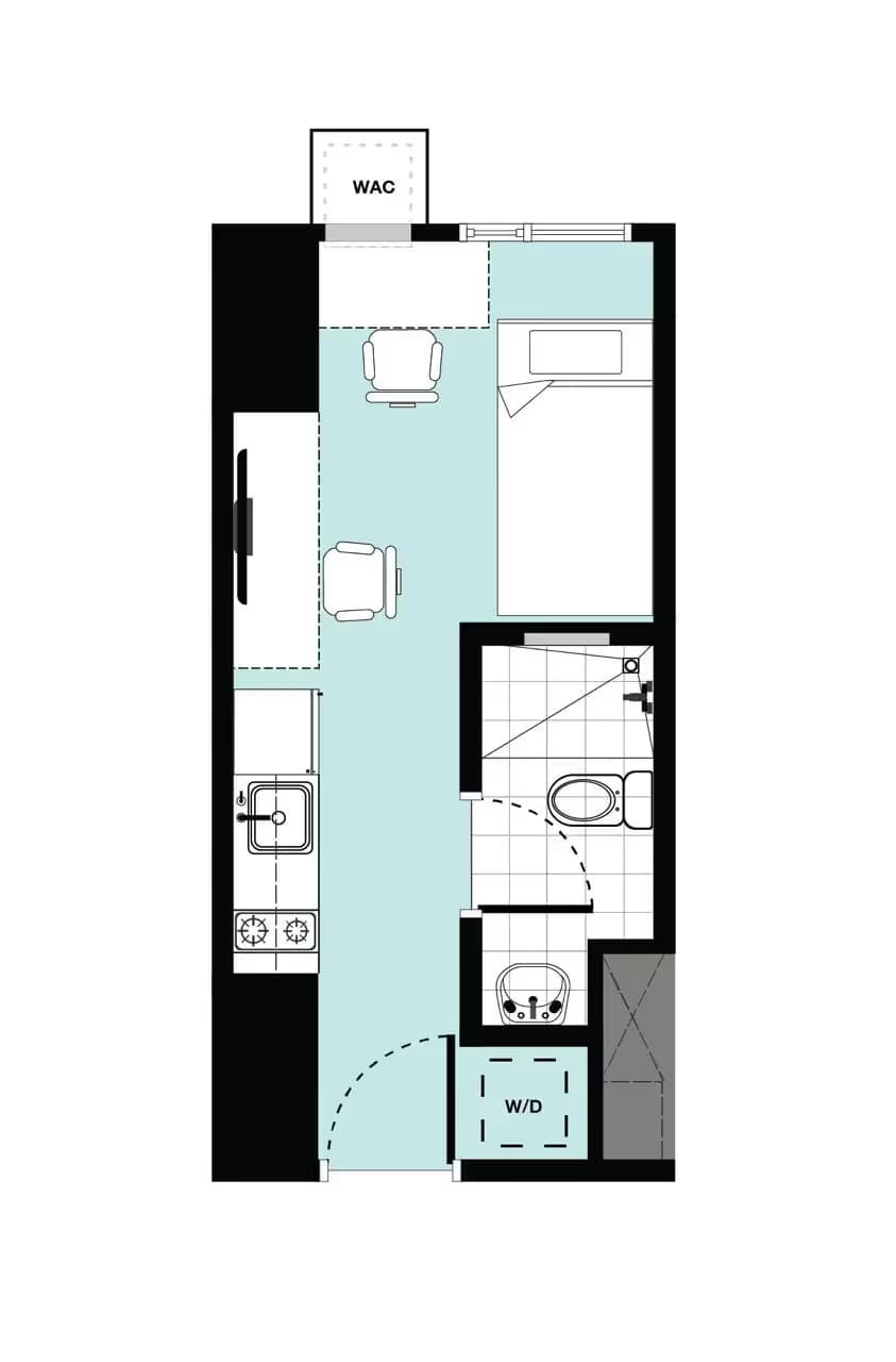 Studio d unit floor plan at Vertica Torre Lorenzo