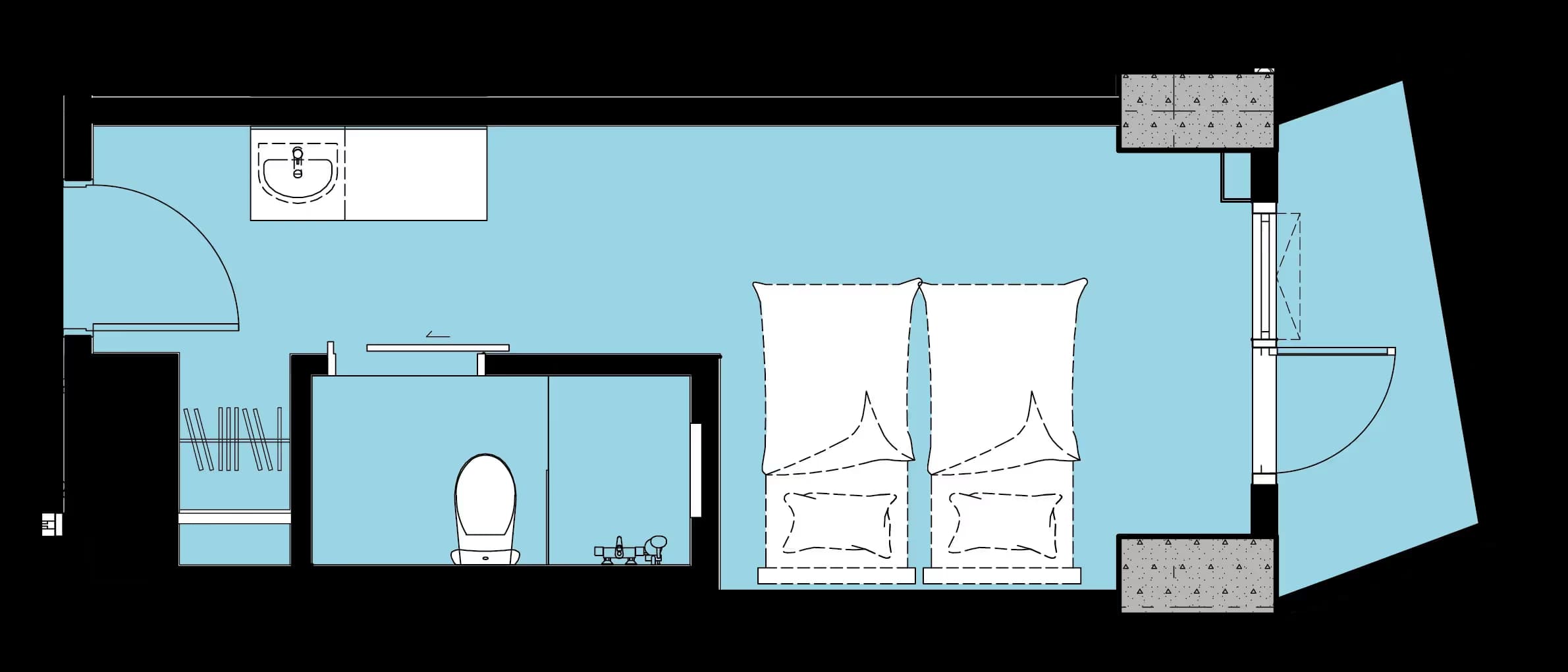 Studio c unit floor plan at Crest Suites at Tierra Davao