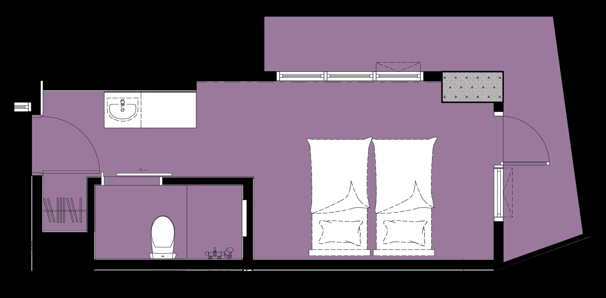 Studio d unit floor plan at Crest Suites at Tierra Davao