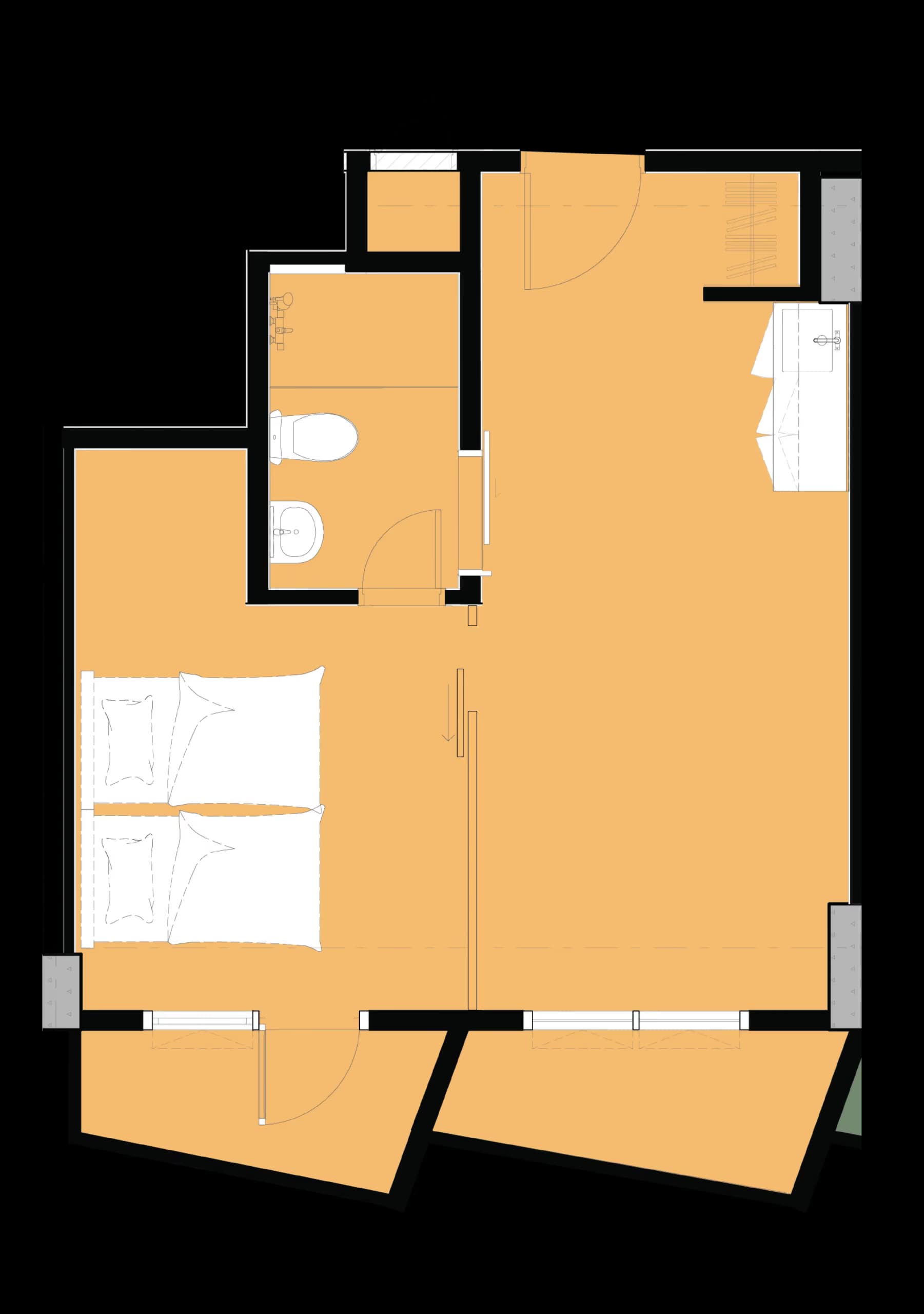 Studio f unit floor plan at Crest Suites at Tierra Davao
